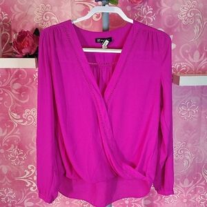 INC International Concepts Magenta Surplice Blouse